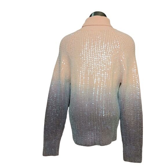Votre Nom Collection Multicolor Clear Sequin Sweater Size L Ombre Lambswool - Picture 2 of 3